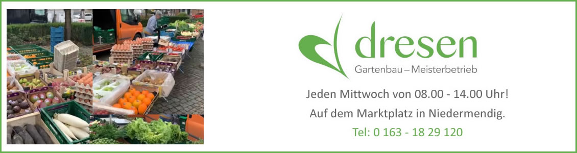 Obst und Gemüsestand Mendiger Marktplatz